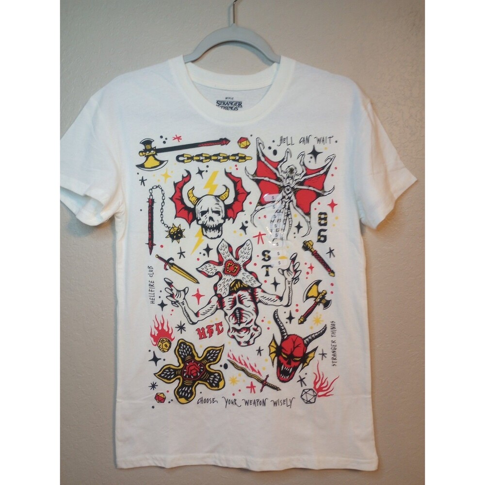Stranger Things Graphic Shirt Size Small Beige New With Tags Hellfire Club